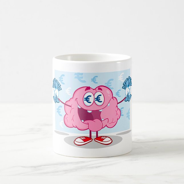 Taza De Café Dinero gracioso Personalizado de cerebro Euro Love (Subido por el creador)