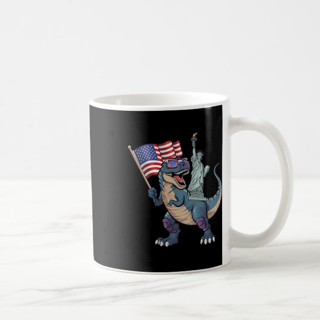 Taza De Café Dino Estatua De La Libertad 4 De Julio Niños Graci (Derecha)