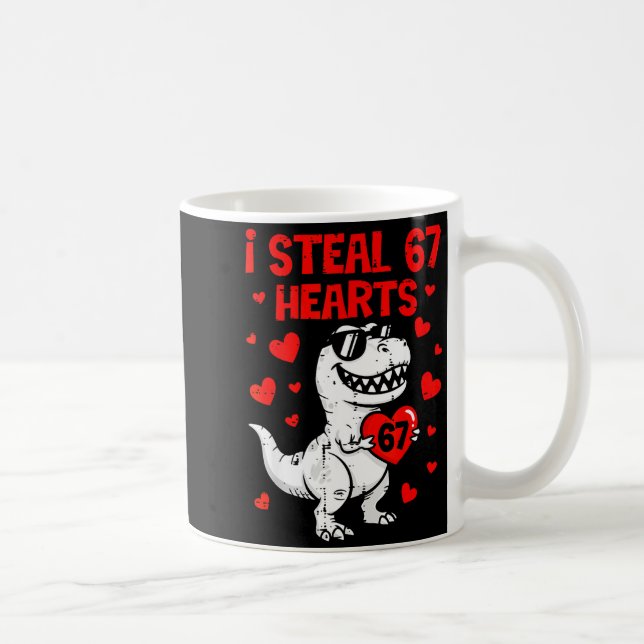 Taza De Café Dino Holding Heart I Steal 67 Hearts Funny Six Sev (Derecha)