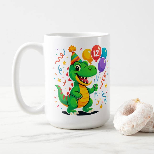 Taza De Café Dino Kids de cumpleaños personalizados (Con donut)