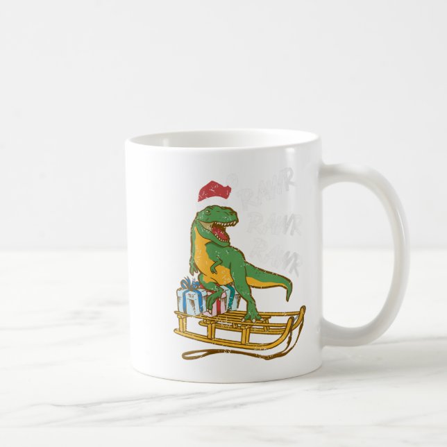 Taza De Café Dino Sleigh Navidades divertidas de Rawr Rawr Rawr (Derecha)