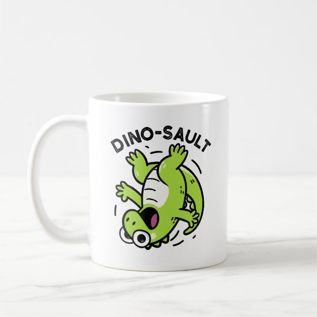 Taza De Café Dinosault Funny Dinosaur Pun (Izquierda)