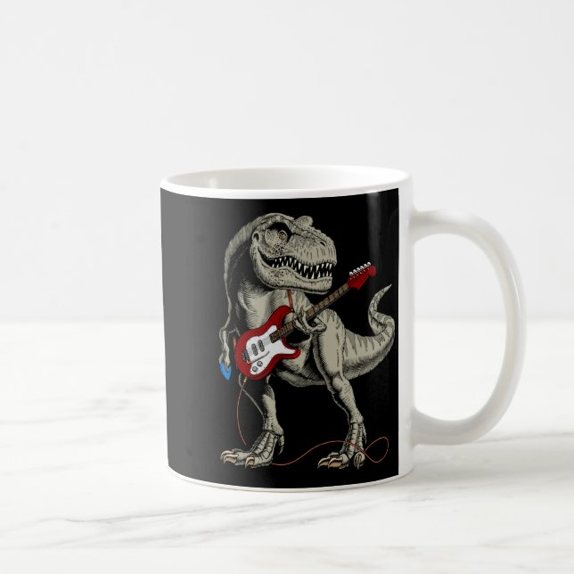 Taza De Café Dinosaur Acoustic Electric B Guitar Player  (Derecha)