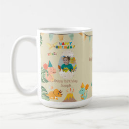 Taza De Café Dinosaur Birthday Mug Gift - Nombre y foto persona