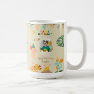 Taza De Café Dinosaur Birthday Mug Gift - Nombre y foto persona