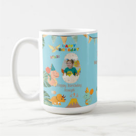 Taza De Café Dinosaur Birthday Mug Gift - Nombre y foto persona