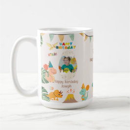 Taza De Café Dinosaur Birthday Mug Gift - Nombre y foto persona
