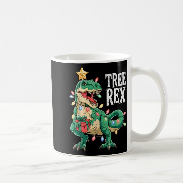 Taza De Café Dinosaur Christmas Tree Rex Pajamas Men Boys Xmas  (Derecha)