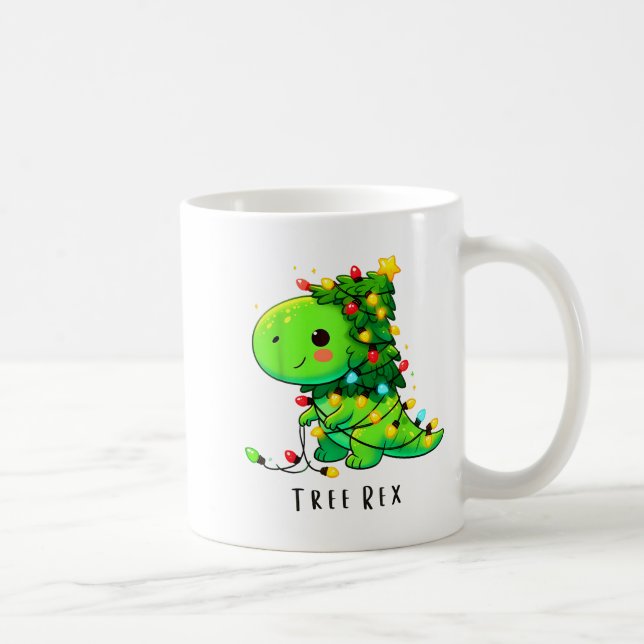 Taza De Café Dinosaur Christmas Tree Rex Pajamas Men Boys Xmas  (Derecha)