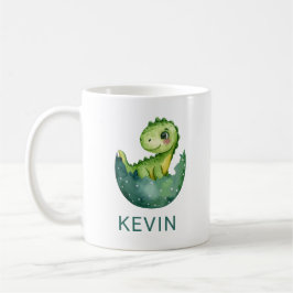 Taza De Café Dinosaur lindo personalizado en acuarela para niño