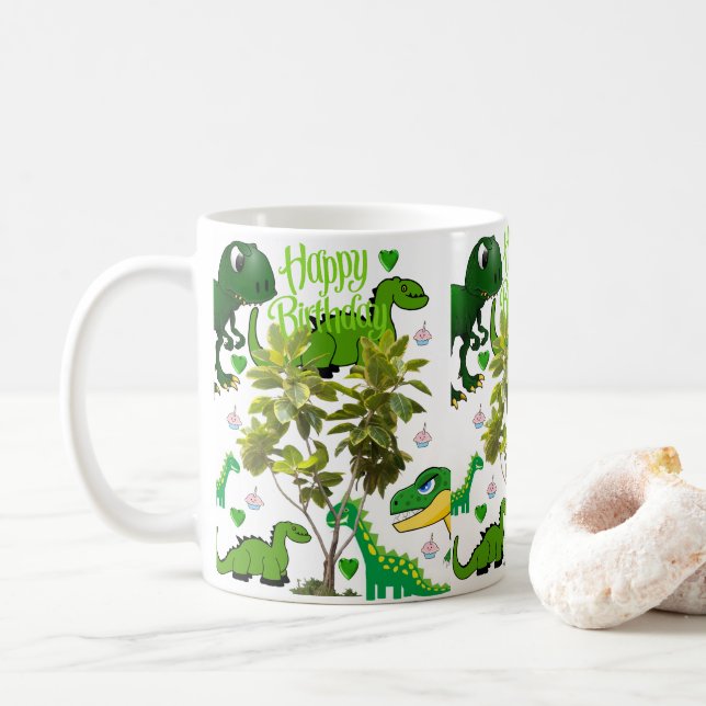 Taza De Café Dinosaur Mug Happy Birday Mug (Con donut)