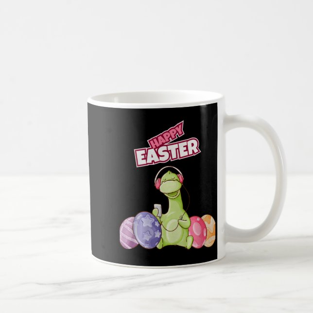 Taza De Café Dinosaur Say Happy Easter Premium Tri-blend  (Derecha)