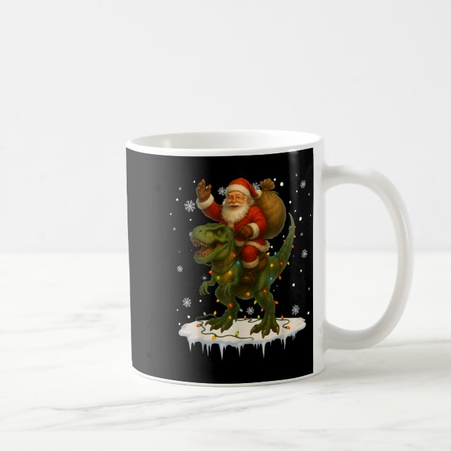 Taza De Café Dinosaur T Rex Christmas Santa Boys Men Girls Xmas (Derecha)