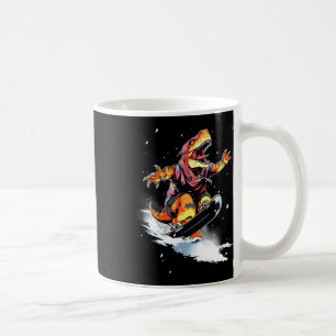 Taza De Café Dinosaur T-rex Snowboard Snowboard Esquiador Ganar