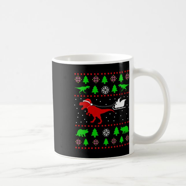 Taza De Café Dinosaur Ugly Christmas Sweater For Adults Kids  (Derecha)