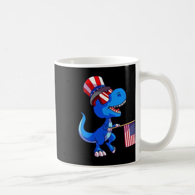 Taza De Café Dinosaurio 4 De Julio Camiseta Bandera De Ee. Uu.  (Derecha)
