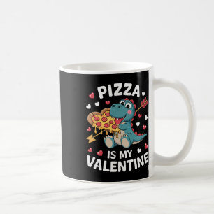 Taza De Café Dinosaurio Adorable Sosteniendo Pizza Para Un Dive