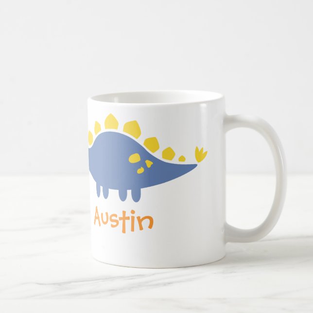 Taza De Café Dinosaurio azul lindo del Stegosaurus para los (Derecha)