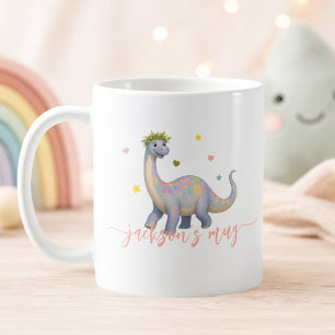 Taza De Café Dinosaurio Brontosaus Personalizado Lindo Nombre 