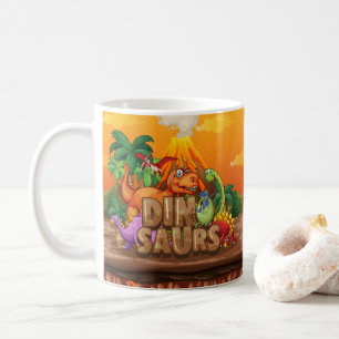 Taza De Café Dinosaurio con divertido prehistórico para niños