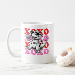 Taza De Café Dinosaurio Con Patrón Xoxo Para El día de San Vale