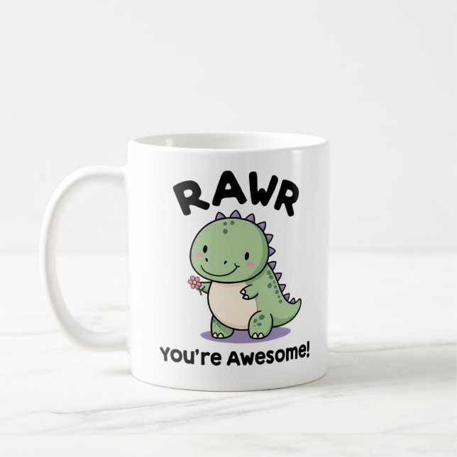 Taza De Café Dinosaurio de bebé lindo (Izquierda)