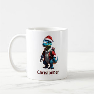 Taza De Café Dinosaurio de los Navidades azules