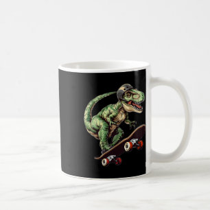 Taza De Café Dinosaurio divertido T Rex en monopatín skateboard