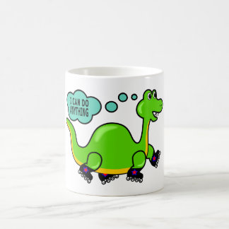 Taza De Café Dinosaurio fresco del dibujo animado que patina al
