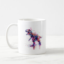 Taza De Café Dinosaurio Glitch T-Rex futurista