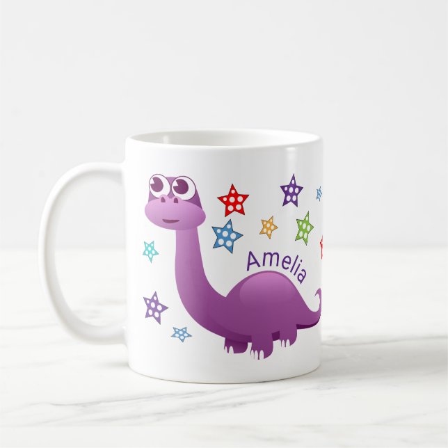 Taza De Café Dinosaurio infantil personalizado (Izquierda)