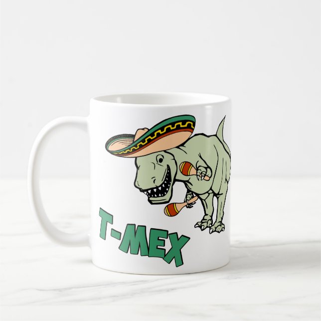 Taza De Café Dinosaurio mexicano del Tyrannosaurus de T-Mex (Izquierda)