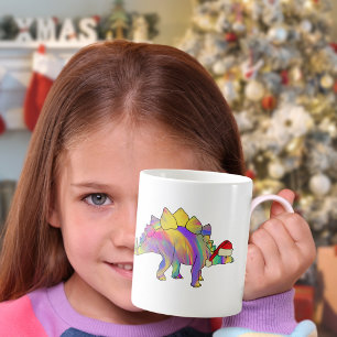 Taza De Café Dinosaurio navidad usando un Santa Hat