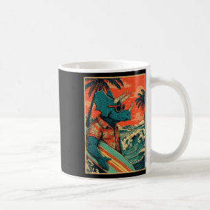 Taza De Café Dinosaurio Retro Surf Triceratops Verano Hawaii S