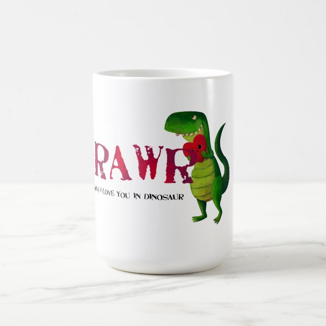 Taza De Café Dinosaurio romántico de RAWR T-rex (Centro)