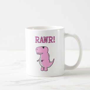 Taza De Café Dinosaurio T-Rex, Personalizado Rosa Cuto Y Enojad
