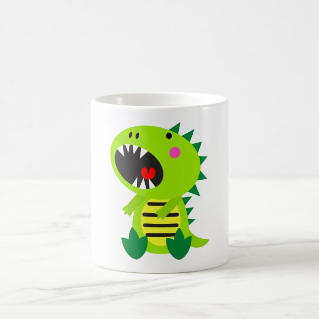 Taza De Café Dinosaurio verde RAWR (Centro)