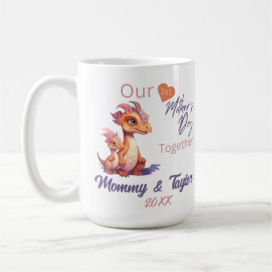 Taza De Café Dinosaurio y bebé Juntos, el primer día de nuestra