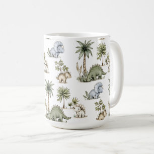 Taza De Café Dinosaurios Bebés Adorables Acuarela