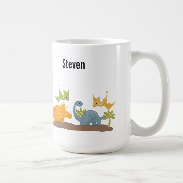 Taza De Café Dinosaurios Cutos Vida Silvestre Prehistórica (Derecha)