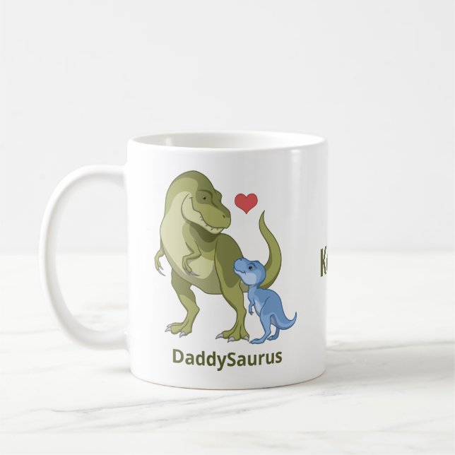 Taza De Café Dinosaurios DaddySaurus T-Rex y Baby Boy (Izquierda)
