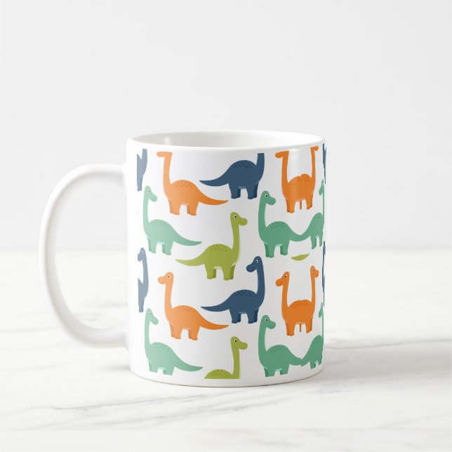 Taza De Café Dinosaurios de fondo colorido (Izquierda)