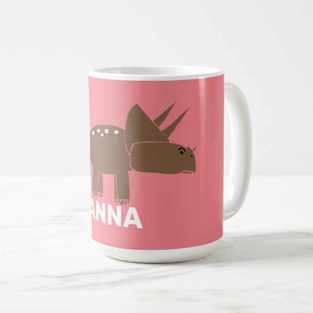 Taza De Café Dinosaurios De Triceratops Marrones Para Niños (Anverso derecho)
