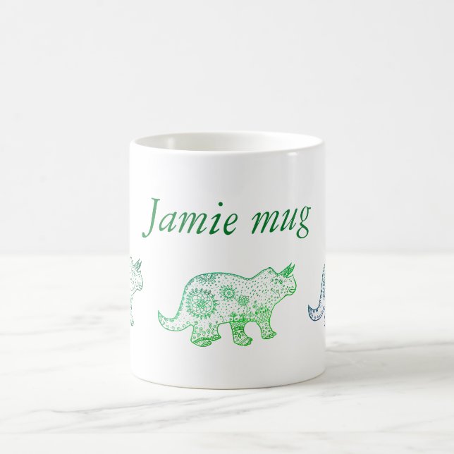 Taza De Café Dinosaurios Dibujo Mandala , Mug personalizado (Centro)