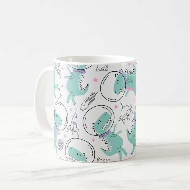 Taza De Café Dinosaurios Espaciales, Dinosaurios Cutos, Buques  (Anverso izquierdo)