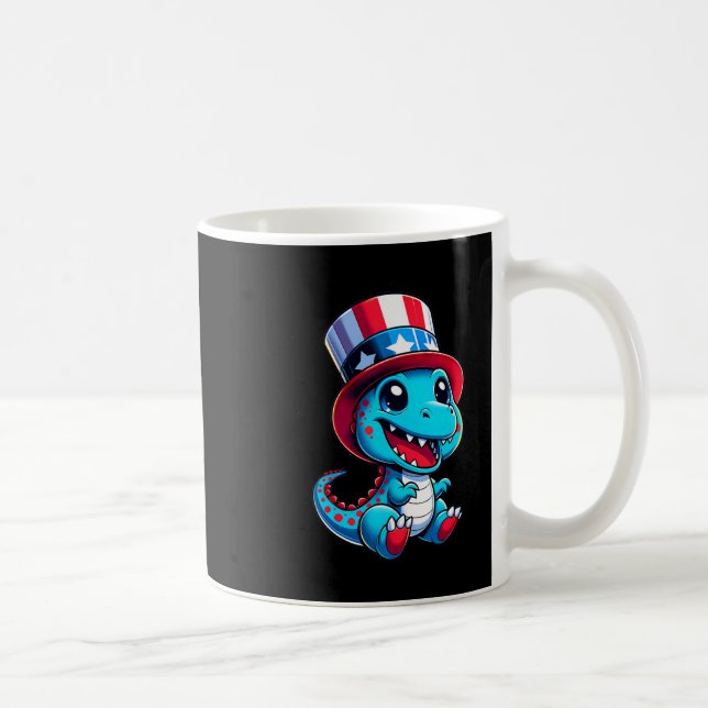 Taza De Café Dinosaurios Feliz 4 De Julio Día De La Independenc (Derecha)