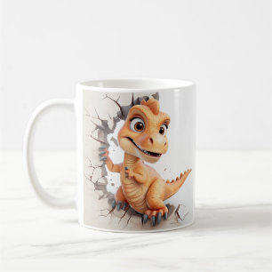 Taza De Café Dinosaurios juguetones rompen a través de la griet