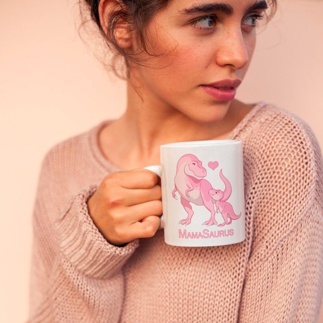 Taza De Café Dinosaurios MamaSaurus T-Rex y Baby Girl (Subido por el creador)