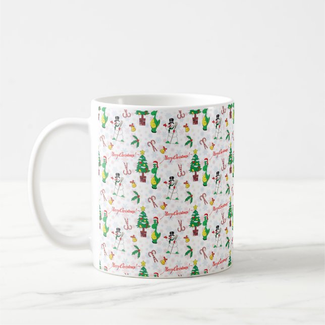 Taza De Café dinosaurios navidades y muñecos de nieve (Izquierda)