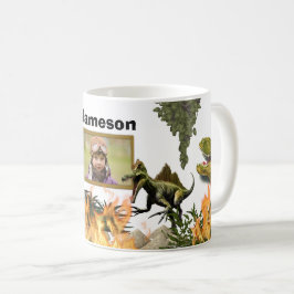 Taza De Café Dinosaurios rugen T-rex llama nombre de niños preh